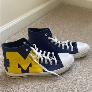 Navy and Yellow University of Michigan High-Top Sneakers